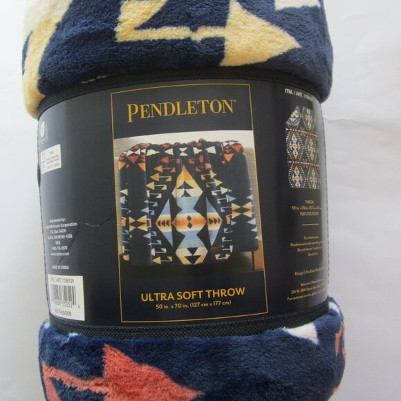 Pendleton Blue Ultra Soft Throw Home Bedding - Picture 1 of 5